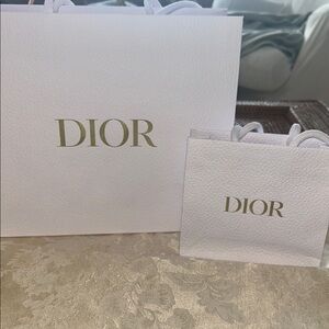 Dior White Bags with Gold Lettering